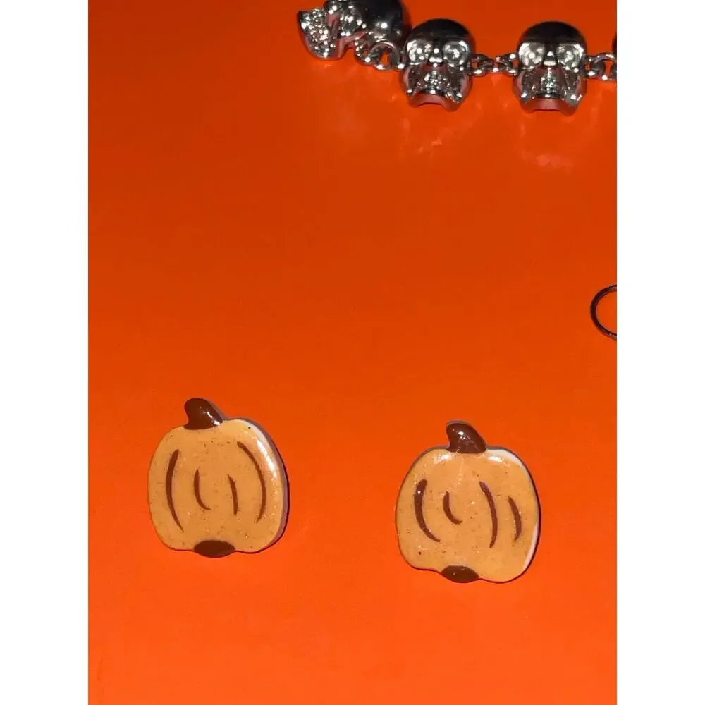 Halloween Costume Jewelry Lot Pumpkin Skull Bat Knife Witch Earrings Necklace